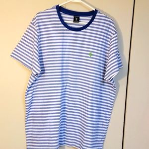 US POLO Assn.men's Embroidered logo strip T-shirt. Men's color Feded blue/with